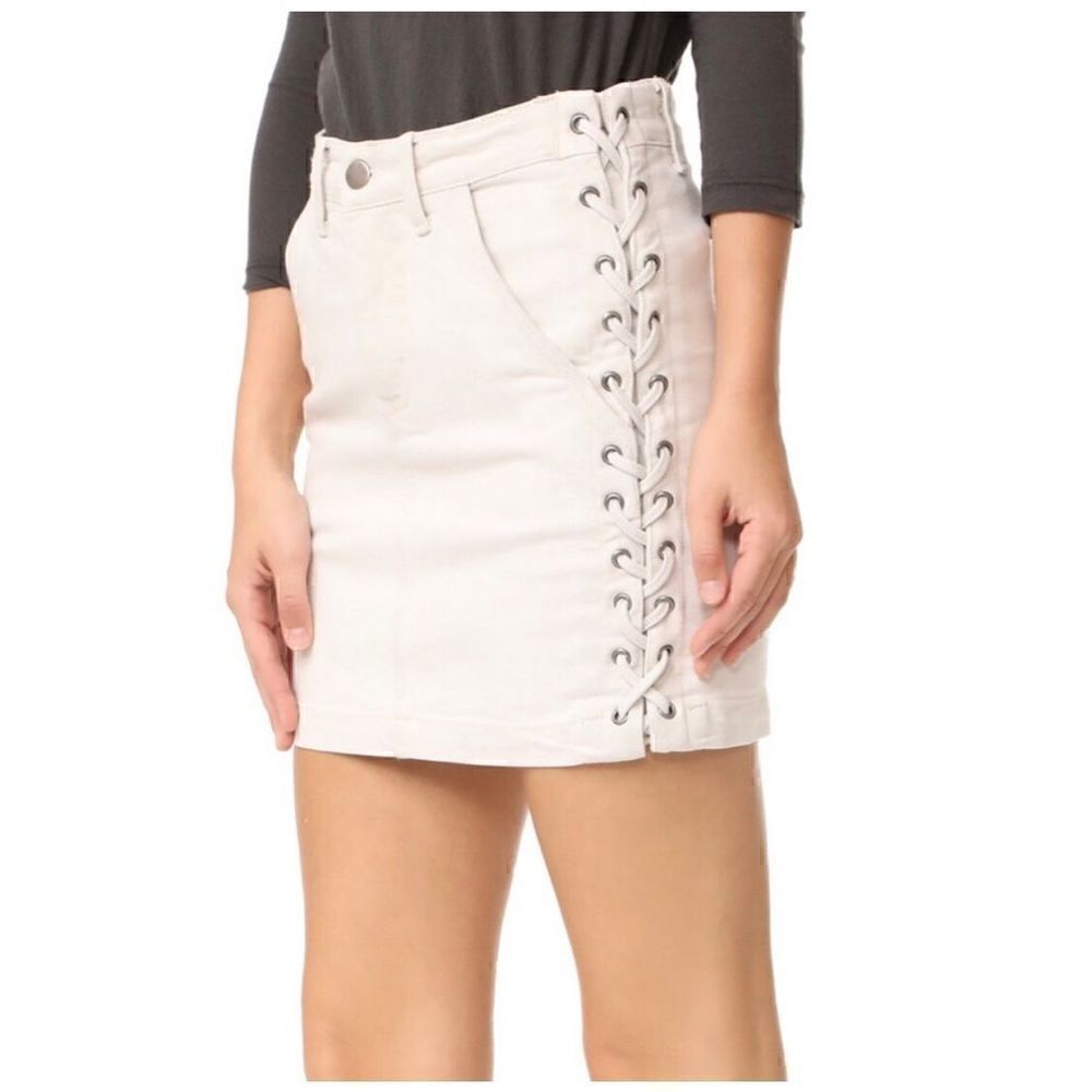 A.L.C. Jean Mini Skirt in Bone Japanese Denim Braised Detail women’s size 6
